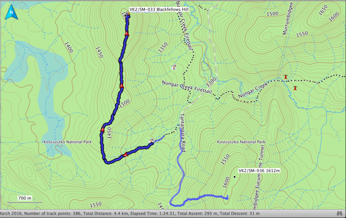Blackfellows Hill GPS track log 19 March 2016